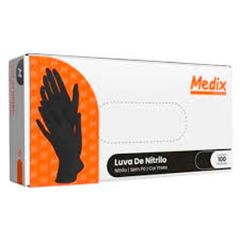 LUVA NITRILICA PRETA TAM M MEDIX C/100