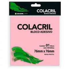 BLOCO ADESIVO 76X76 100F ROSA COLACRIL